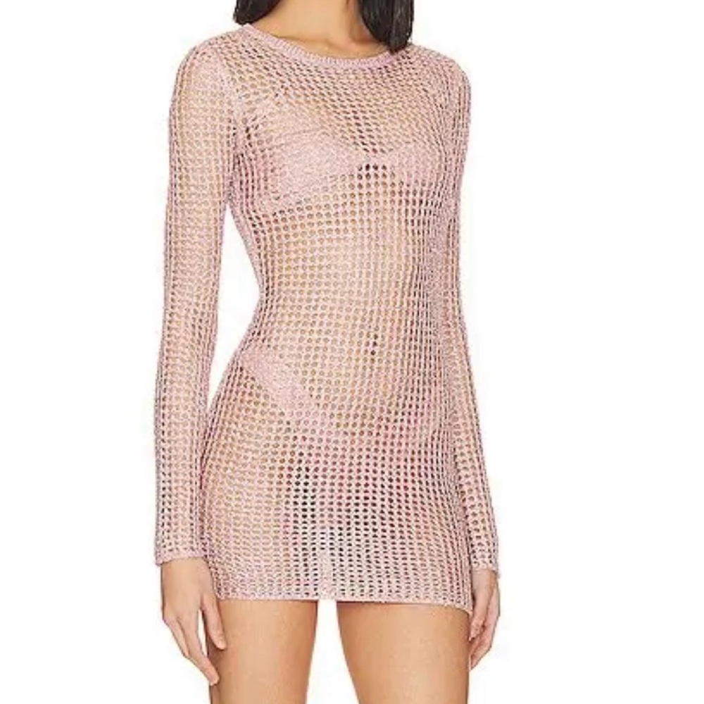h:ours Mauve Sequin Long Sleeve Mini Dress Coverup Size: XL Brand New W/O tags